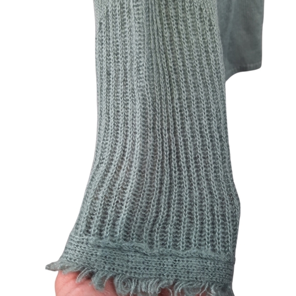 NWT Lucky Brand Oversized Fringe Green Wool Blend Sweater Size Medium Women's - Picture 4 of 8